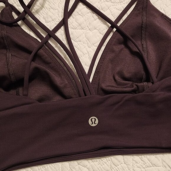 Lululemon Pushing Limits Strappy Sports Bra Size 12 Black Currant Purple EUC - Picture 5 of 8